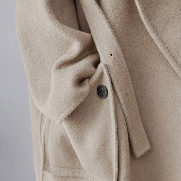 BNWOT | SILK MAISON Patch Pockets Oversized Wool Coat - Picture 5 of 6